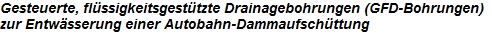 Gesteuerte, fl�ssigkeitsgest�tzte Drainagebohrungen (GFD-Bohrungen)
zur Entw�sserung einer Autobahn-Dammaufsch�ttung