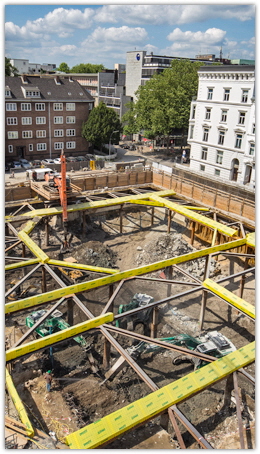 Komplexe innerst�dtische Baugrube mit ausgesteiften Schlitzw�nden
