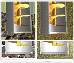 Ma�stabsgerechte Darstellung eines Bohrwerkzeugs in unterschiedlichen Bodenarten, zur Verdeutlichung von Erschwernissen nach abweichend vorgefundenen Baugrundverh�ltnissen.